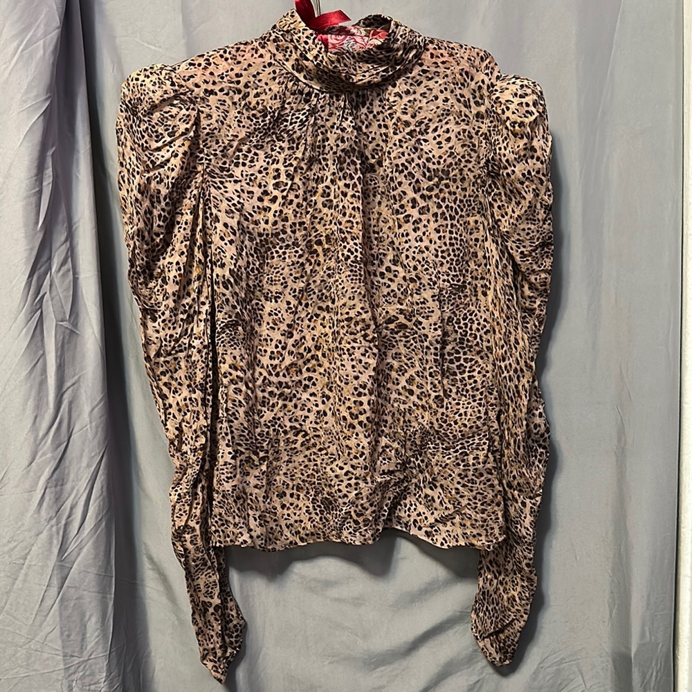 ML Monique Lhuillier Ruched Leopard Blouse - Picture 5 of 9